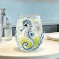 thumbnail image 3 of 12oz Ocean Animal Glass Cup Glassware Marine Life Drinkware Jellyfish Shark Crab Seahorse Coastal Mug,2D - Blue Seahorse, 3 of 9
