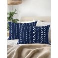 thumbnail image 3 of Outdoor Pillows Waterproof, Modern Simple Lines Bedding Throw Pillows with Insert for Couch Sofa Bed, Rustic Leaf Vertical Stripes Navy Blue 12x20 Inch Pillowcases Decorative Patio Pillow Set of 1, 3 of 8