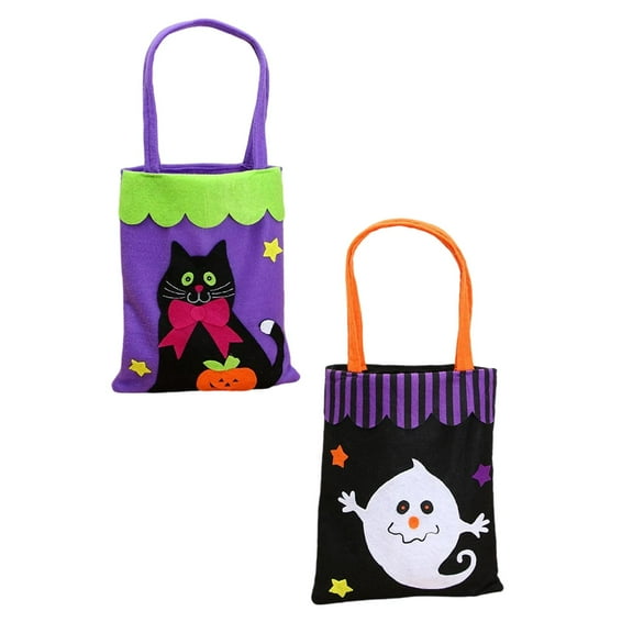 2Pcs Halloween Non-Woven Treat Bags, Halloween Reusable Tote Bags, Idea for Halloween Party, Candy, Goodies & Gift Totes