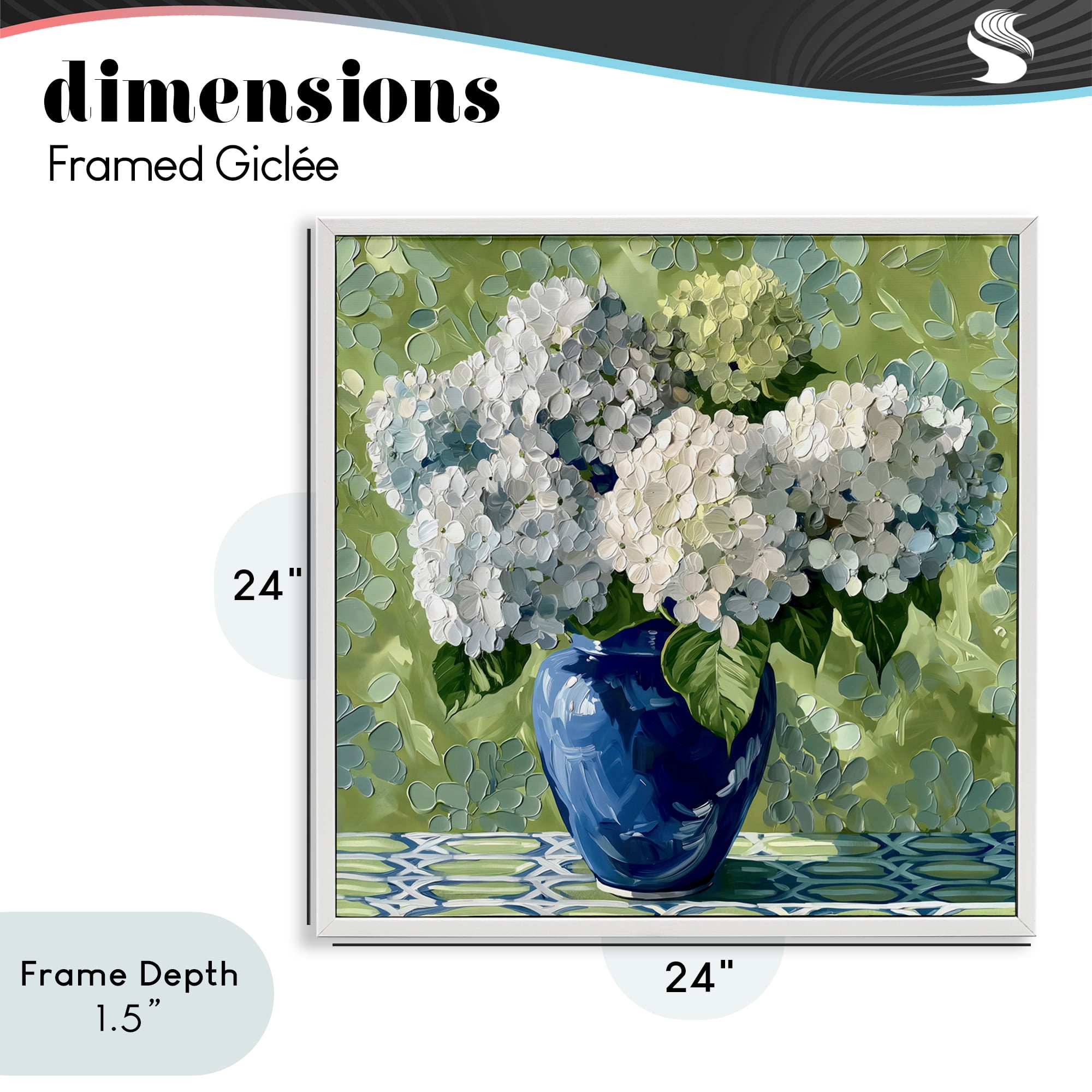 Stupell Industries White Hydrangeas in Blue Vase White Framed Giclee Art, design by Gina Kelly