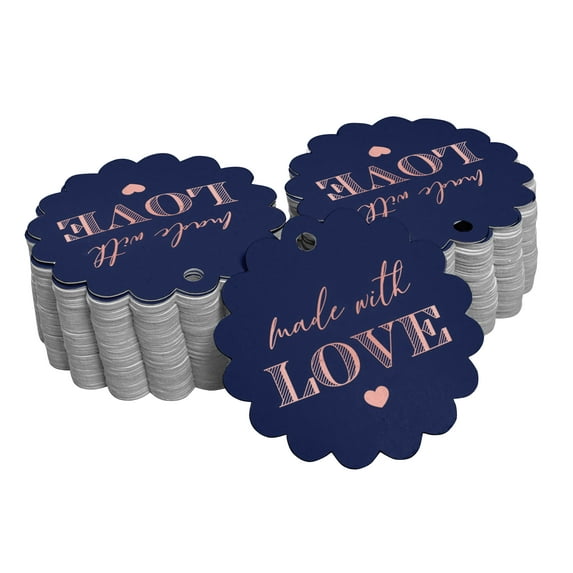 Inkdotpot Made With Love Text Bottle Tag Real Rose Gold Foil Favor Hang Tags 100 Pack