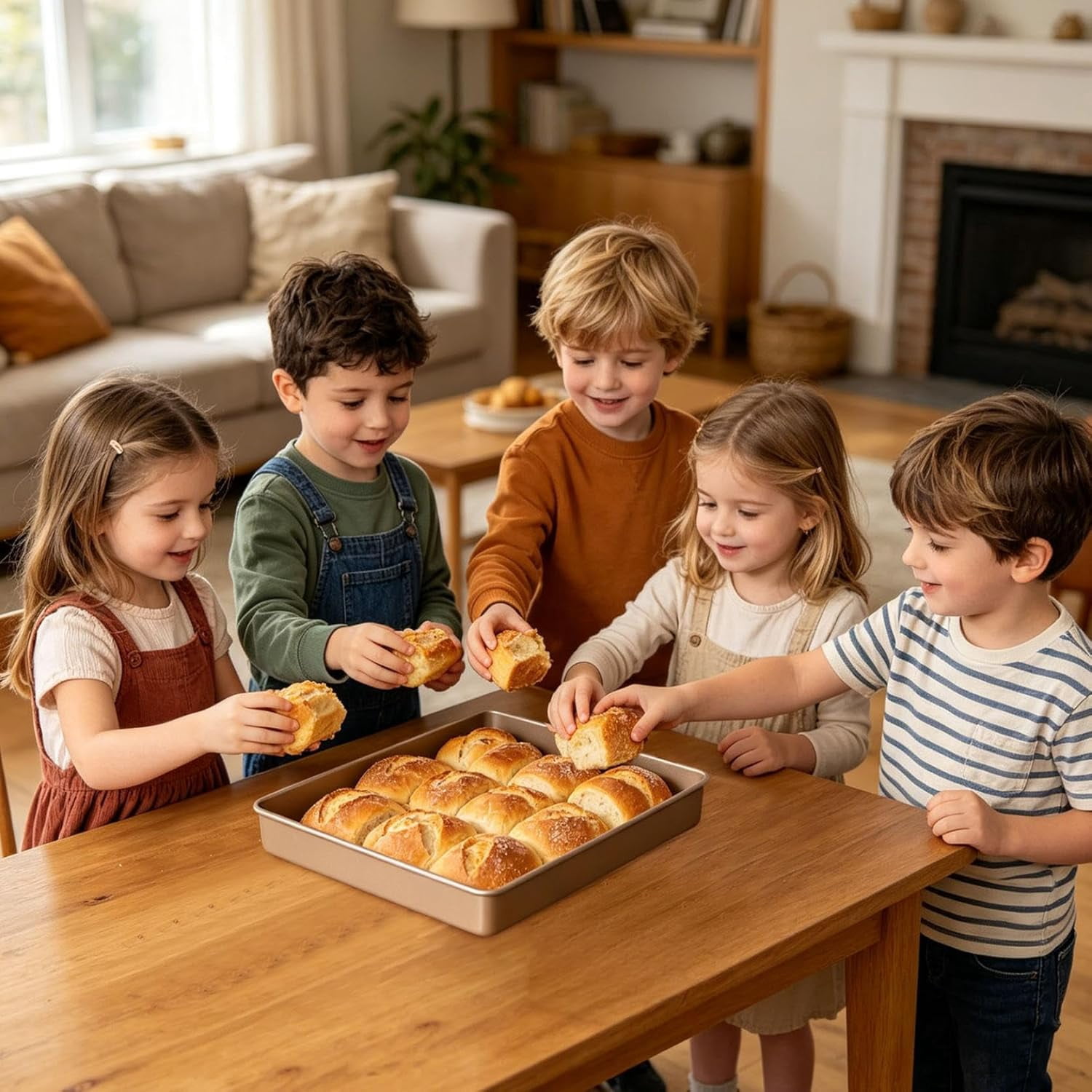 11 Inch Square Cake Pan, 1.3 Inch Deep Baking Pan Nonstick Cookie Sheet Brownie Cake Pa Toaster Oven Pans Bakeware, Easy Clean
