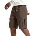 thumbnail image 3 of Relaxed Fit Cargo Shorts for Men with Deep Side Pockets - Elastic Waist Drawstring Casual Walking Shorts - Lightweight Quick-Dry Utility Work Shorts for Summer Coffee M, 3 of 9