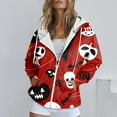 thumbnail image 4 of Halloween Hoodies for Women 2025 Halloween Pumpkin Skull Graphic Zip Up Hoodie Sweatshirt with Pockets Pullover Tops, 4 of 6