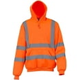 thumbnail image 3 of Men's Solid Color Reflective Hooded Sweatshirt Long Sleeve Sweater Top Loose Road Work High Visibility Pullover (Orange,L), 3 of 4
