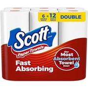 Scott Paper Towels, Choose-A-Sheet, 6 Double Rolls = 12 Regular Rolls (100 Sheets Per Roll)