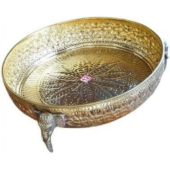brass urli bowl with elephant legs for home décor/ fruits/ t- lights décor / gift item