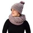 thumbnail image 4 of Peach Couture Thick Warm Crochet Beanie Hat & Plush Fur Lined Infinity Loop Scarf Set, 4 of 10