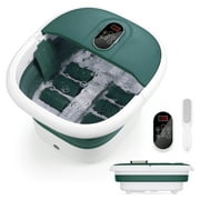 MaxKare Collapsible Foot Spa Bath Massager with Heat, Digital Display Remote Control, 6 Large Massage Rollers-Green