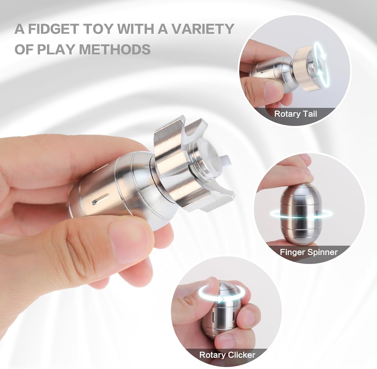 Ddluck Metal Fidget Stress-relieving Toys for Adults Rocket（Silver Copper）