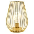 thumbnail image 1 of 7.8''H Cage Shape Cordless Table Lamp with Fairy Lights Bulb (Gold), 1 of 7