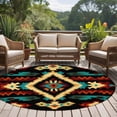thumbnail image 5 of Boho Orange Teal Large Area Rugs for Bedroom Living Room, Soft Non Slip Carpet Bedside Rug, Vintage Geometric Southwestern Ethnic Round Floor Cover Kitchen Accent Rug 6' for Dining Room/Office, 5 of 9