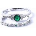 thumbnail image 1 of Women Artificial Zircon Ring Two-Piece Ring Inlaid Rhinestones Birthday Size 6-10 (Green, Size 7), 1 of 4