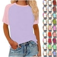 thumbnail image 6 of FAIWAD Women's Summer Tops Short Sleeve Round Neck Plus Size T Shirts Casual Color Blocked Loose Workout Tunic Top, S-5XL, 6 of 6