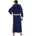 thumbnail image 1 of WZXFASHION Men's Winter Plush Lengthened Shawl Bathrobe Home Clothes Long Sleeved Robe Coat Intimates Blue L, 1 of 7