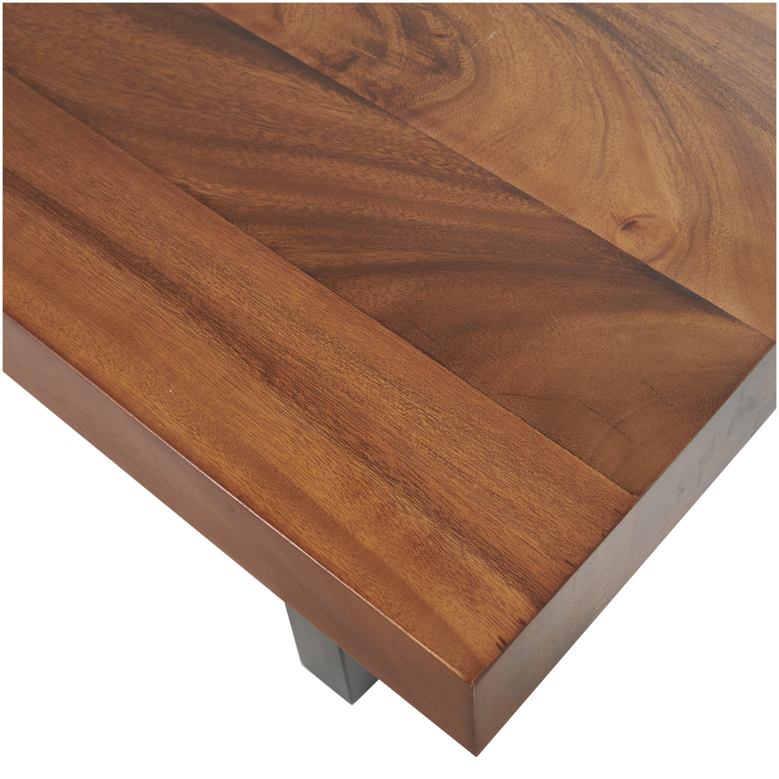 DecMode Wood Bench with Black Metal Legs, Brown
