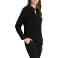 thumbnail image 4 of INSPIRE CHIC Women's Satin Top Long Sleeves Elegant V Neck Collar Work Office Blouse XS Black, 4 of 6