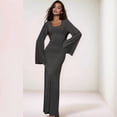 thumbnail image 4 of Katigan Women'S Ribbed Maxi Dress Knit Flare Sleeve Bodycon Dress Loose Casual Long Dresses Dark Gray XXL, 4 of 5