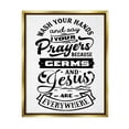 thumbnail image 3 of Stupell Industries Wash Hands & Prayers Witty Religious Bathroom Sign Graphic Art Metallic Gold Floating Framed Canvas Print Wall Art, Design by Lettered and Lined, 3 of 5
