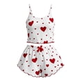 thumbnail image 3 of LIZUOJUN Pajamas for Women Set Pajama Sets Camisole Tops Soft Stretchy Breathable Ribbed Heart Print Short Loungewear Sleepwear Set Top & Pants Loungewear Suit - M, 3 of 4