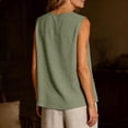 thumbnail image 5 of New Women’s Button down Vest Cotton Linen V Neck Sleeveless Shirts Casual Loose Summer Casual Jacket Waistcoat Green 3XL, 5 of 6