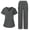 Gray, variant on Women's Medical Uniform Scrubs Set 4-Way Stretch V-Neck Top with Cargo Pant Trendy Workwear for Nurses