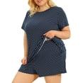 thumbnail image 1 of Women's Plus Size Pajamas Set Short Sleeve PolDots Nightwear Sleepwear Navy Blue 4X, 1 of 6