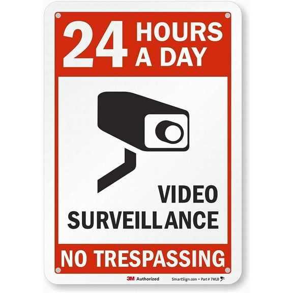 Safety Sign 8x12 24 Hours A Day Video Surveillance Wall Art Warning Caution Tin Signs Metal Road Yard Decor
