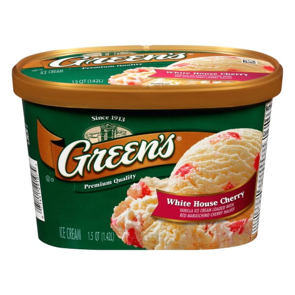 Greens White House Cherry Ice Cream 1.5 Qt Carton