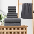thumbnail image 4 of 8 Piece Bath Towel Set – Soft Absorbent Towels for Bathroom, 2 Bath Towels 2 Hand Towels 4 Washcloths, Quick Dry Hotel Quality Spa Gift Set, Dark Gray, 4 of 9