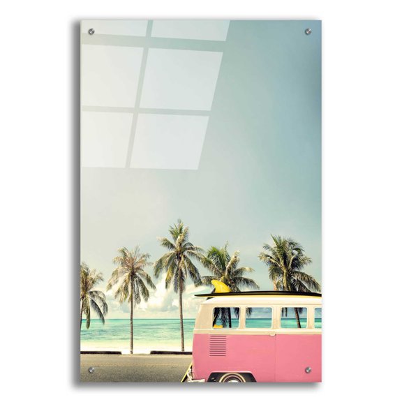 Epic Art 'Surf Bus Pink' by Design Fabrikken, Acrylic Glass Wall Art, 24"x36"