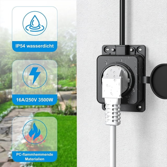 4pcs European Outdoor Waterproof Socket with Rain Cover IP54 Industry Power Socket Extension Power Strip for Garden