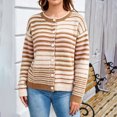 thumbnail image 2 of Fewfanhot Sweaters for Women Striped Cardigan Fall Trendy Rainbow Color Block Open Front Sweater Coats, 2 of 9
