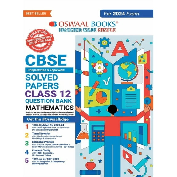 Oswaal CBSE Class 12 Mathematics Question Bank 2023-24 Book, (Paperback)