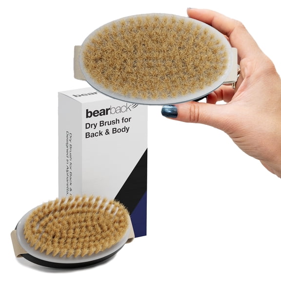 Bearback Natural Bristle Dry Brush for Lymphatic Drainage, Cellulite Treatment, Skin Exfoliation