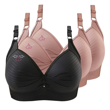 BSDJILFG Plus Size Bras for Big Bust Women 3 Pack Push-Up Everyday Bra Full Figure Coverage Soft Padded Wireless Yoga Bras Clearance XS-4XL
