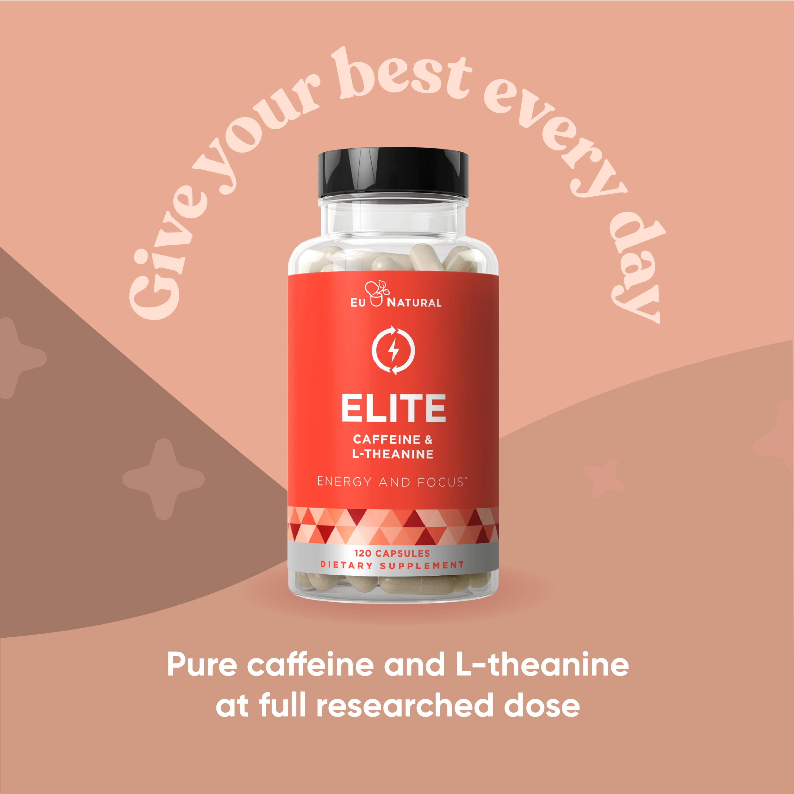 Buy Elite Caffeine with LTheanine JitterFree Focused Energy Pills