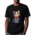 thumbnail image 6 of Cat Men's T Shirts Cat Holding Love T-Shirt for Men Crew Neck Tees Cotton Tops, Black, M, 6 of 7