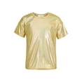 thumbnail image 3 of vastwit Kids Boys Girls T-shirts Short Sleeves Loose Metallic Tee Tops Jazz Hip Hop Modern Dance Costume Gold 180, 3 of 7