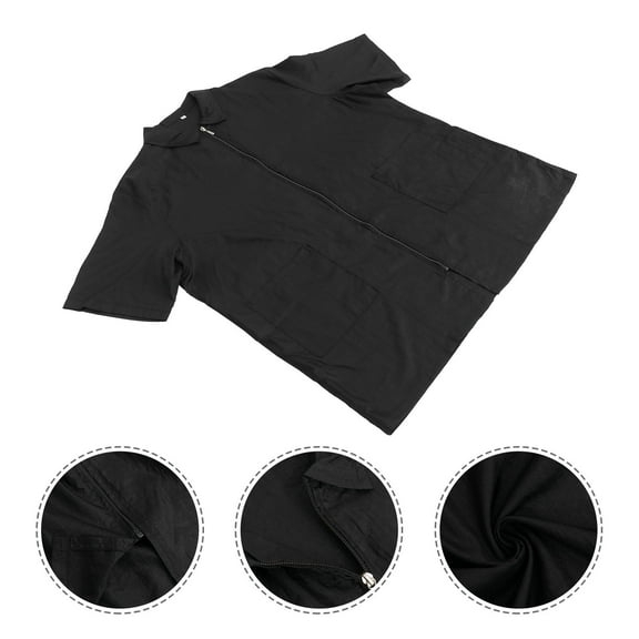 OUNONA Hairdresser Smock Breathable Water Resistant Barber Apron Coat Nail Salon Short Sleeves Cape Suit for Home Barber Shop ( X- Large )