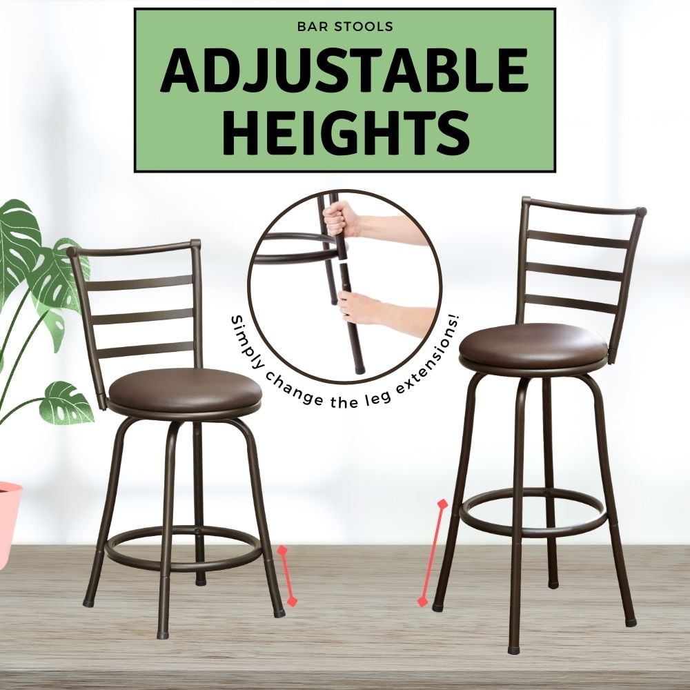 Better Homes Gardens Brandclub Better Homes Gardens Adjustable 24 or 29 Brown PU Leather Swivel Barstool
