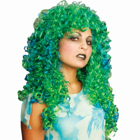 Two Tone Curl Swamp Color Green & Blue - Enigma Wigs Women's Seaweed Witch Halloween 2 Bundle Costume Wig Care Guide