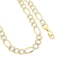 thumbnail image 6 of Nuragold 10k Real Yellow Gold Solid Figaro Link 10mm Diamond Cut Pave Chain Necklace (20"-30") Two Tone Italian Jewelry for Men, 6 of 8