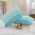 thumbnail image 2 of Vintage Anchor Texture Outdoor Pillow Covers Set of 2 Green Stripes Geometric Classic Waterproof Throw Pillow Case Decorative Square Cushion Cover for Patio Couch Garden Balcony, 20"x12", 2 of 9