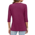 thumbnail image 4 of Pink Women's Long Sleeve T-shirt, Womens Tops Casual 3/4 Sleeve Crew Neck Shirts Loose Fit Tunic Blouses Summer Tees,Women's Long sleeve T-shirt L, 4 of 6