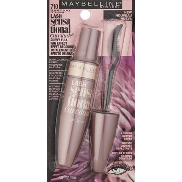 2 Pack Maybelline Lash Sensational Curvitude Washable Mascara Blackest Black 033 Oz Walmart Com