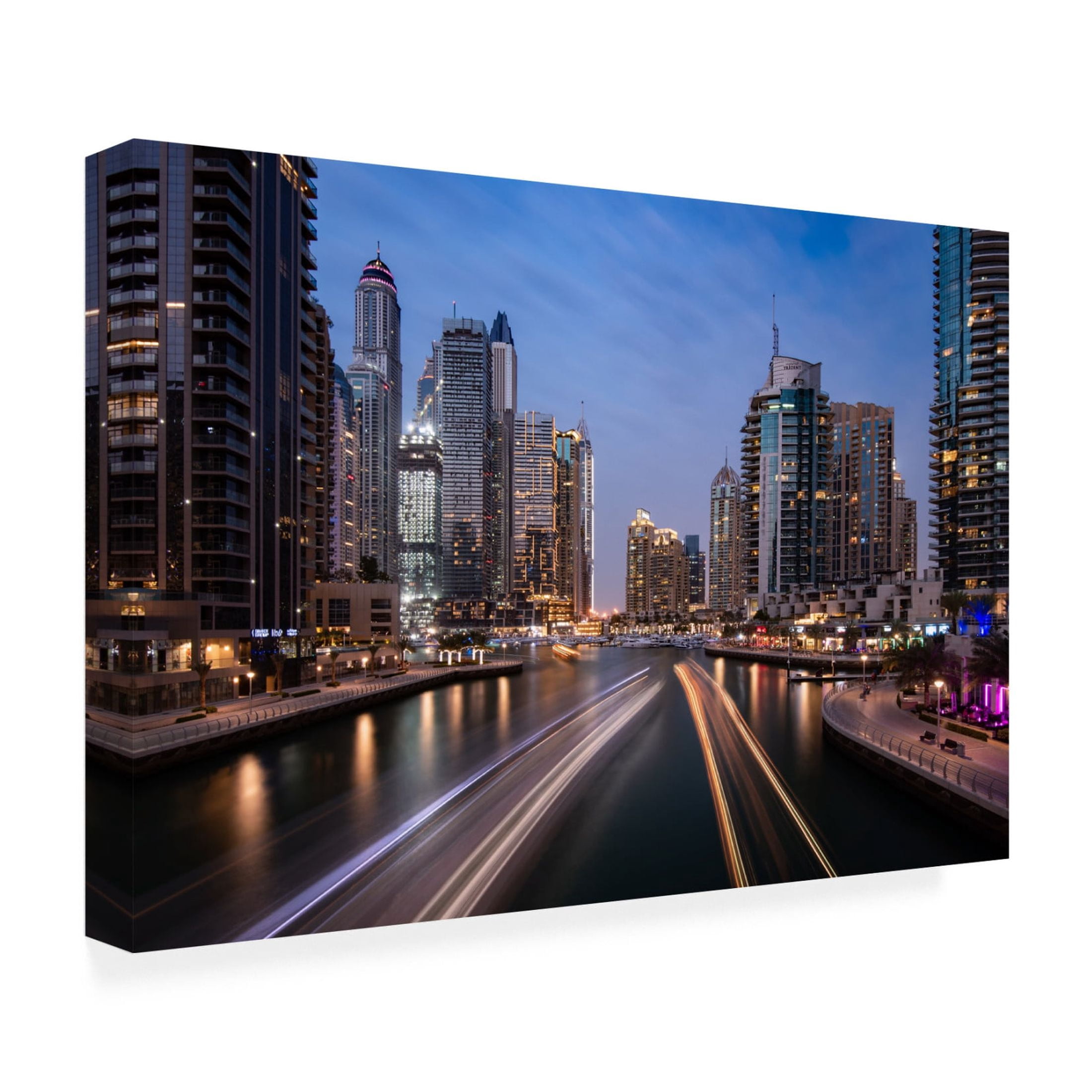 Canvas Wall Art - Majid Behzad 'Marinas Night' Wall Art for Living Room, Bedroom, or Office D?cor by Trademark Fine Art - 47 x 30 Inches