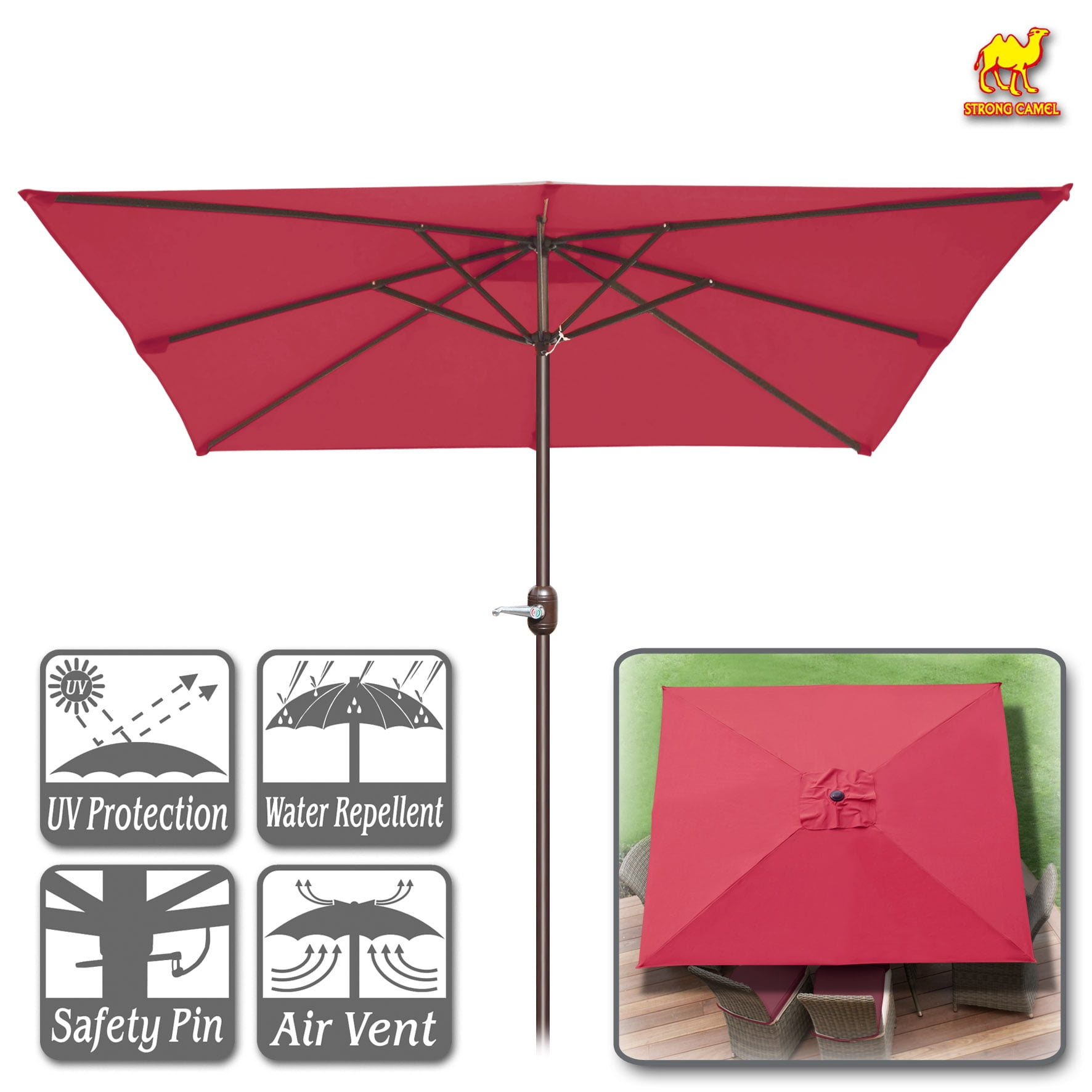 Sunny 8' x 8' Outdoor Patio Umbrella Sunshade Table Market Umbrella with  Tilt&Crank for Garden, Deck, Backyard - Walmart.com