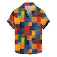 thumbnail image 2 of Njoeus Big & Tall Shirts for Men Short Sleeve Button Up Shirts Mens Loose Summer Vacation Plaid Shirt Casual Colorful T-Shirt for Party Clubwear 3X 4X 5X Summer Savings Orange, 2 of 5