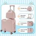 thumbnail image 2 of TABU Kids Ride on Luggage with Handbag, Hardshell Suitcase with 6-Spinner Wheels,Hidden Cup Holder,Foldable Pedal,Pink, 2 of 7